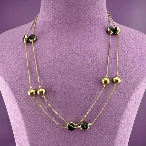 Double Stranded Black and Gold Necklace - Picture 1 of 1